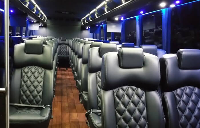 inside one of our charter buses